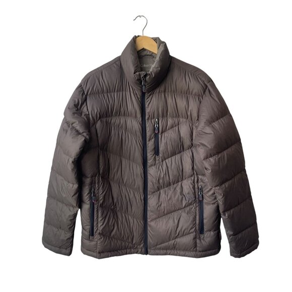Calvin Klein Mens Lightweight Packable Down Puffer Jacket Size L Brown Duck Down - Picture 1 of 5